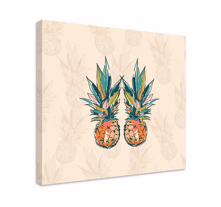 Cuadro moderno Boceto artístico pincel pintar piña - TenVinilo
