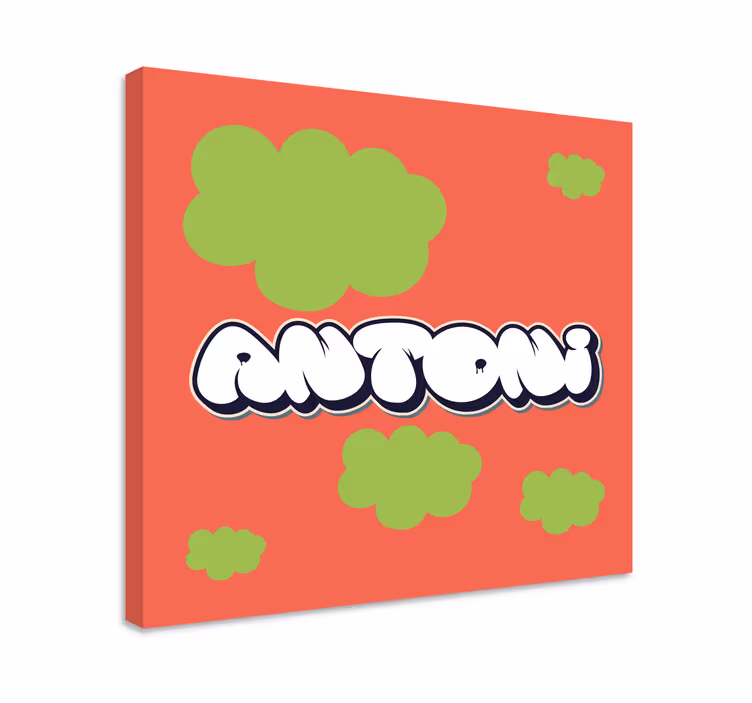 Cuadro personalizable Graffiti blanco burbujas verdes - TenVinilo