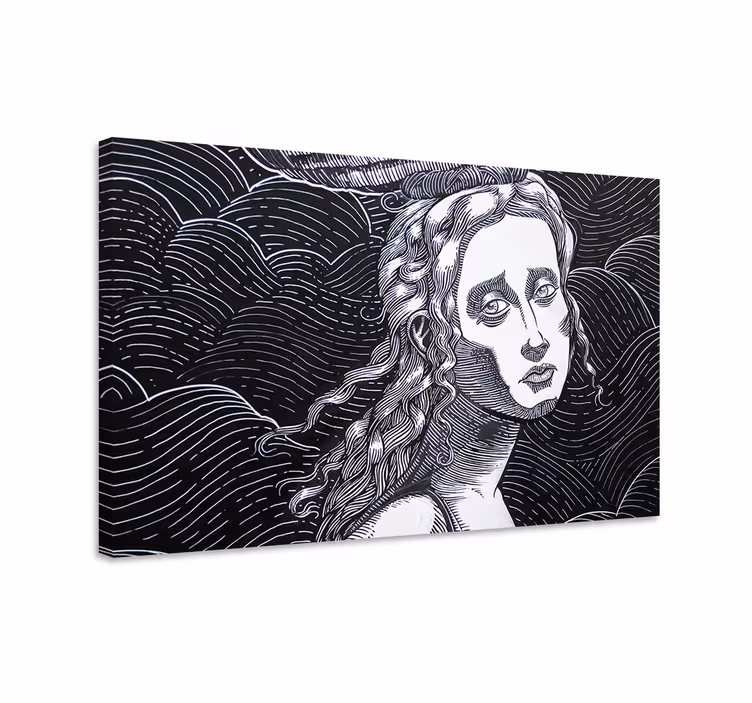 Cuadro en arte Mujer en blanco y negro ilustracion - TenVinilo