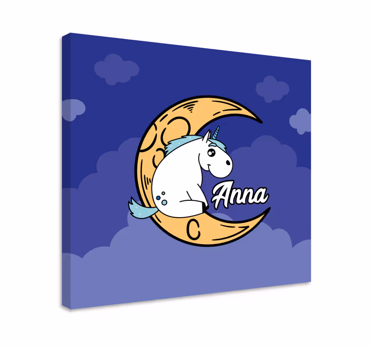 Cuadro personalizable Sentado sonriendo unicornio - TenVinilo