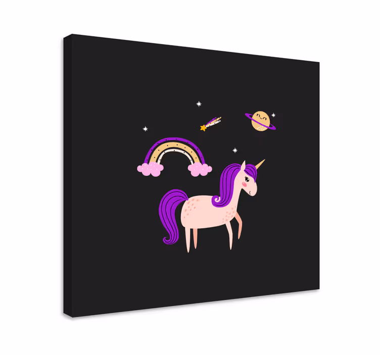 Cuadro infantil Unicornios artísticos sobre un fondo oscuro - TenVinilo