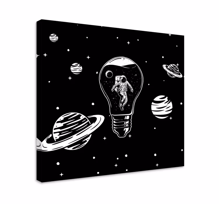 Cuadro para dormitorio Ilustración de un astronauta en una bombil - TenVinilo