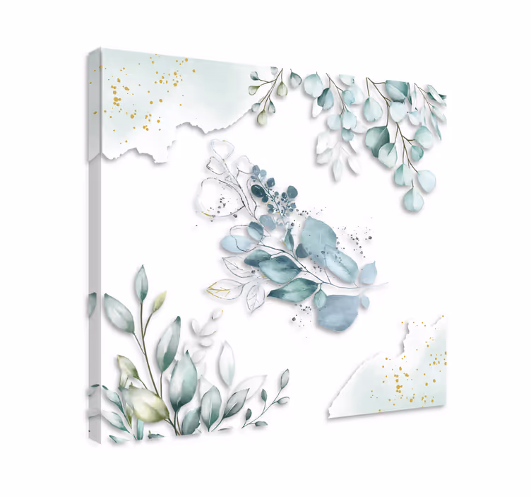 Cuadro de flores composición de hojas de eucalipto - TenVinilo