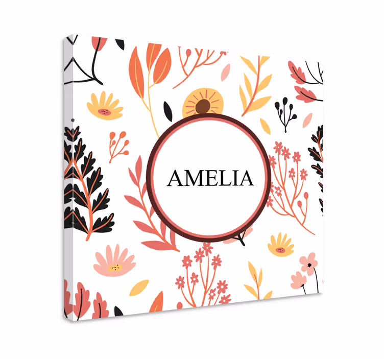 Cuadro personalizable Flores de colores sobre un fondo blanco - TenVinilo