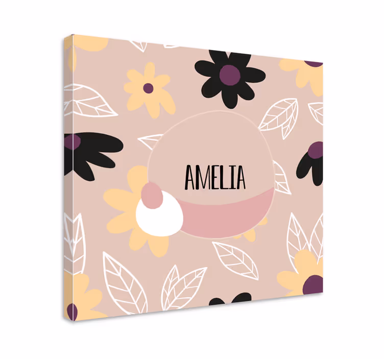 Cuadro personalizable Coloridas flores modernas con fondo beige - TenVinilo