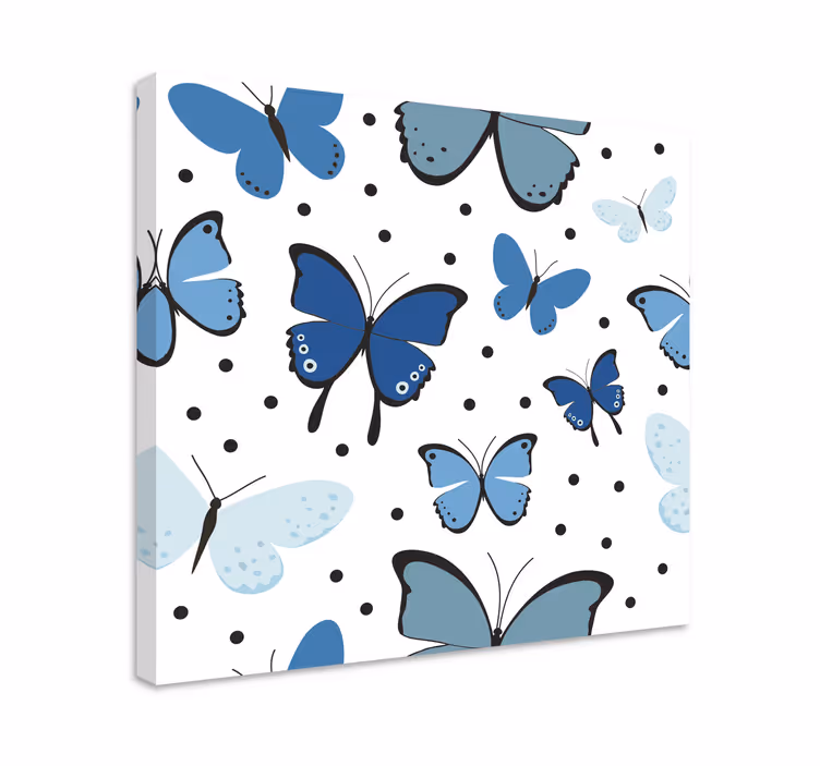 Cuadro para salón Ala de mariposa negra y azul - TenVinilo