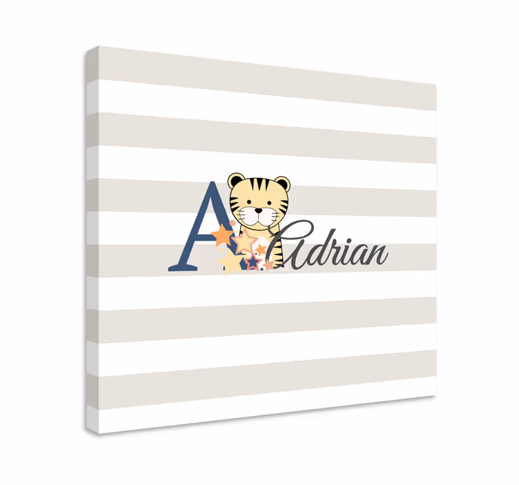 Pintura habitación bebé Tigre de animales lindos con nombre - TenVinilo