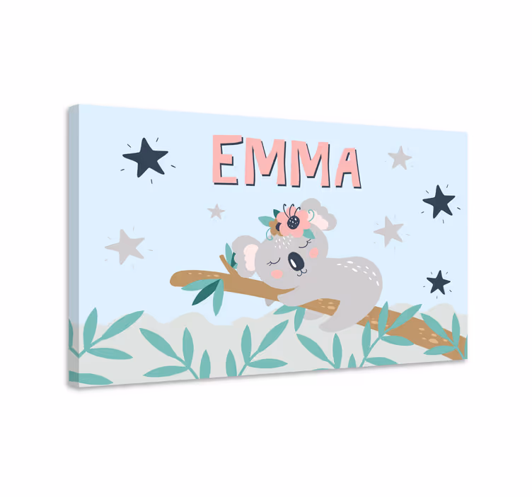 Pintura habitación bebé Lindo koala para niña con nombre - TenVinilo