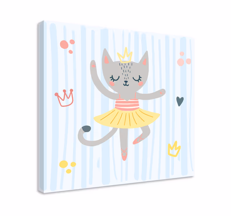 Cuadro infantil Dibujos animados de bailarina de gato - TenVinilo