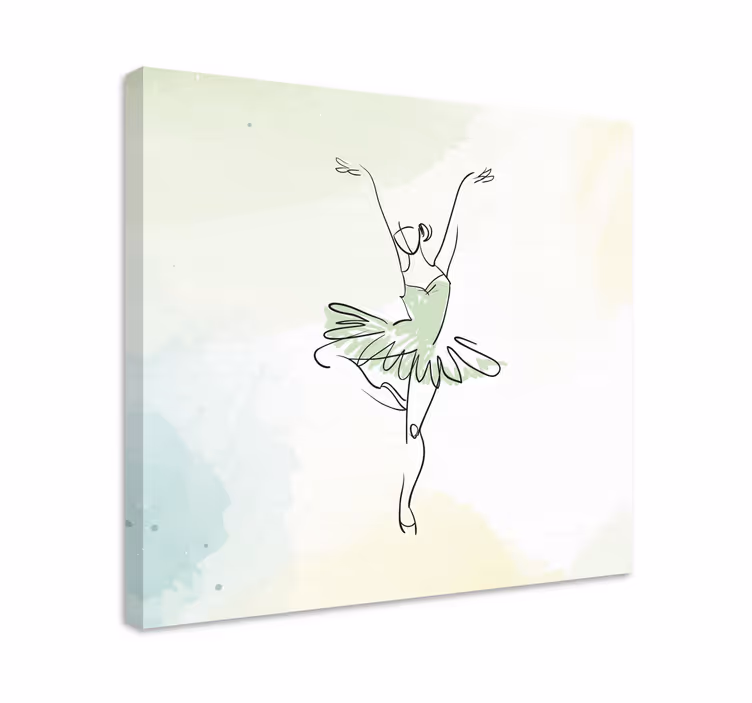 Cuadro infantil Bailarina en pose line art - TenVinilo