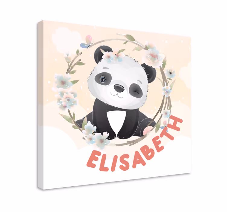 Pintura habitación bebé Lindos animales panda con nombre - TenVinilo