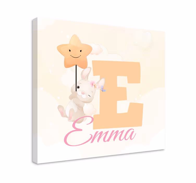 Cuadro personalizable Conejito de animales lindos con nombre - TenVinilo
