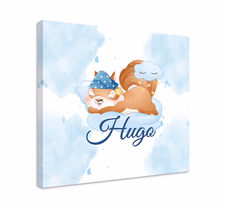 Cuadro personalizable Linda ardilla para niño con nombre - TenVinilo