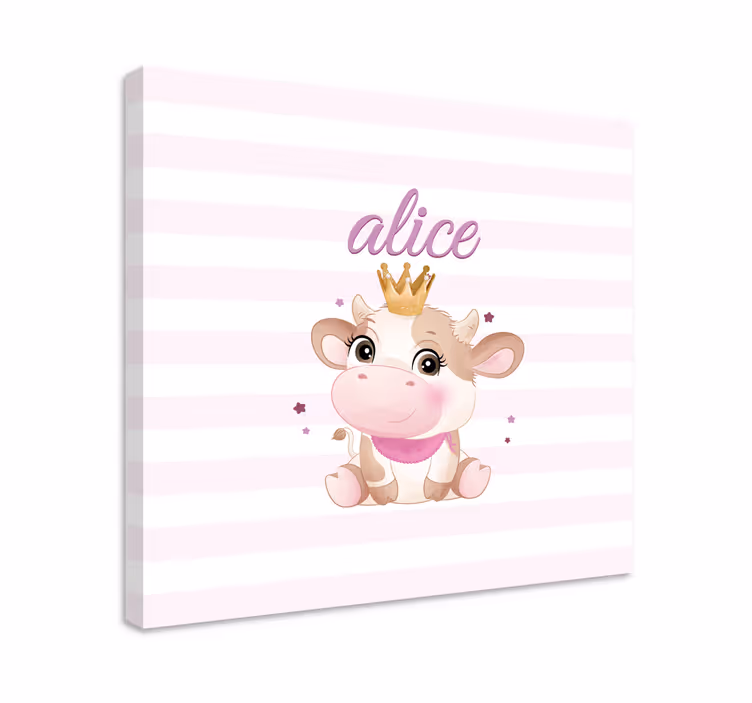 Cuadro personalizable Linda vaca para niña con nombre - TenVinilo