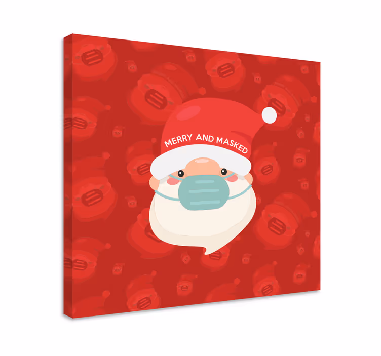 Cuadro abecedario de papá noel con mascarilla - TenVinilo