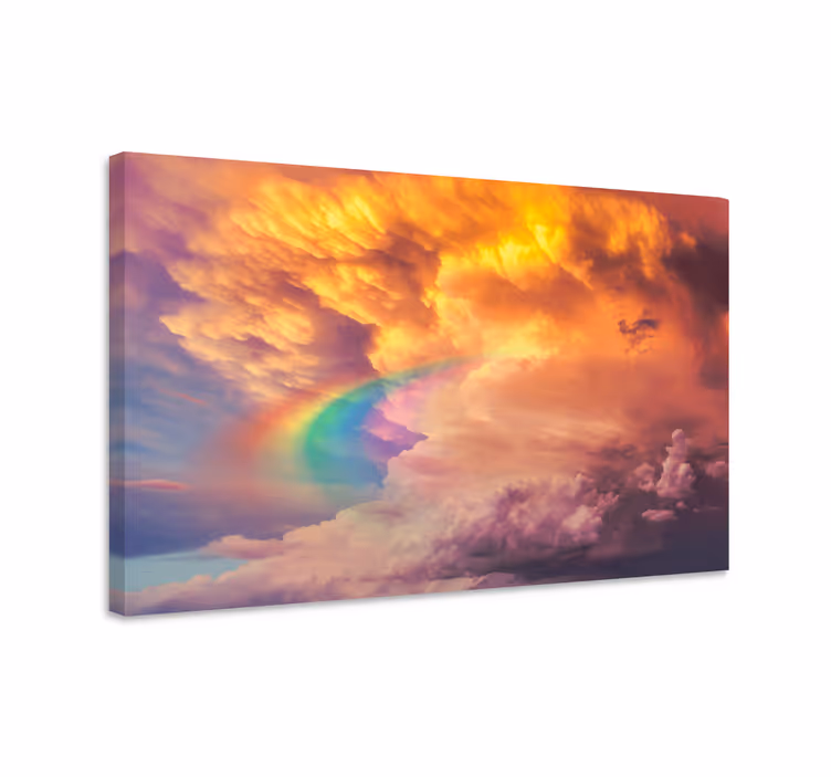 Cuadro paisajes cielo nublado vividamente arcoíris - TenVinilo