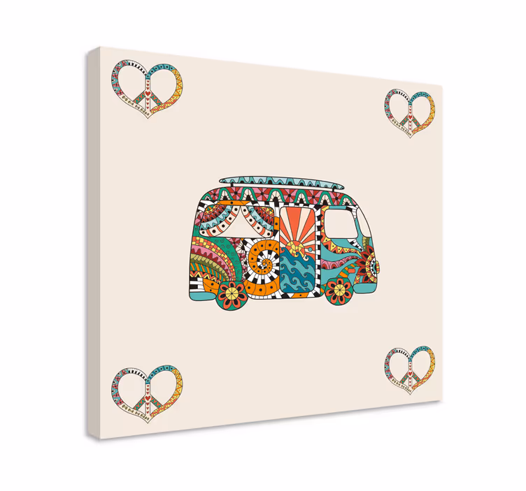 Cuadro vintage Autobús hippie con muchos graffitis - TenVinilo