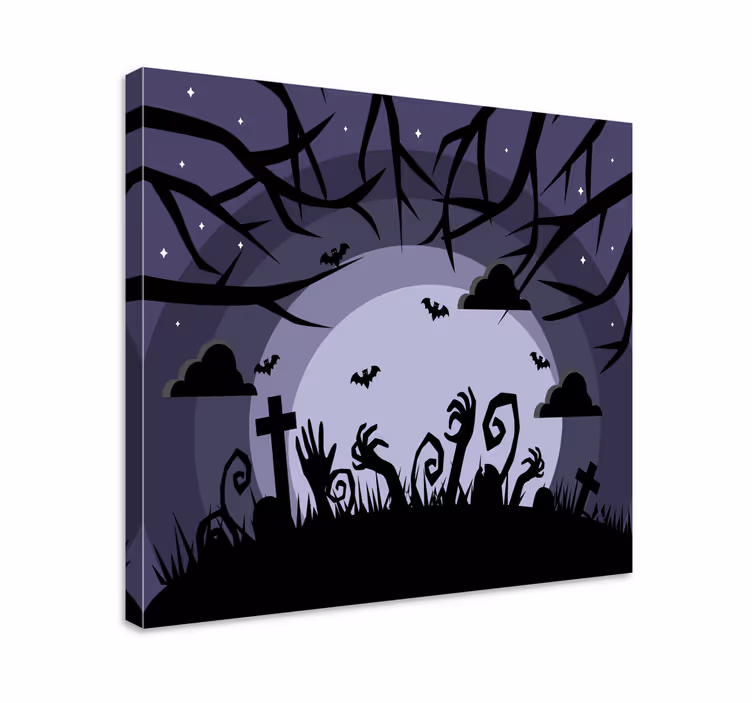 Cuadro con frase escena de cementerio espeluznante - TenVinilo