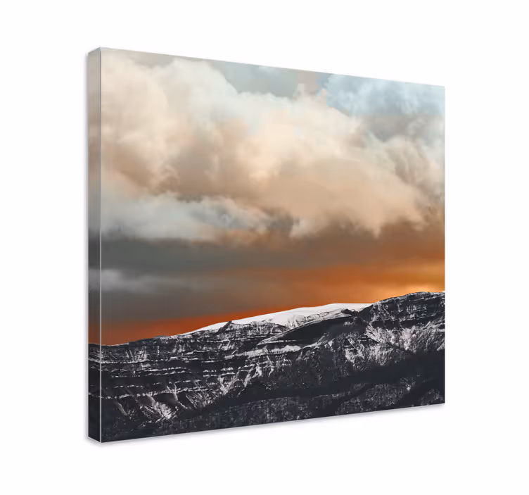 Cuadro paisajes vista del atardecer en la montaña - TenVinilo