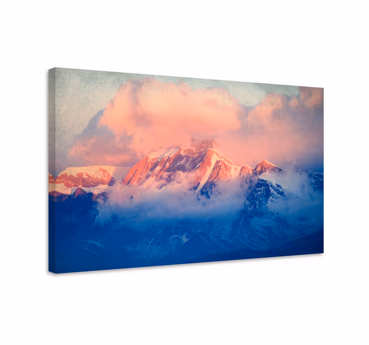 Cuadro paisajes atardecer en picos montañosos - TenVinilo