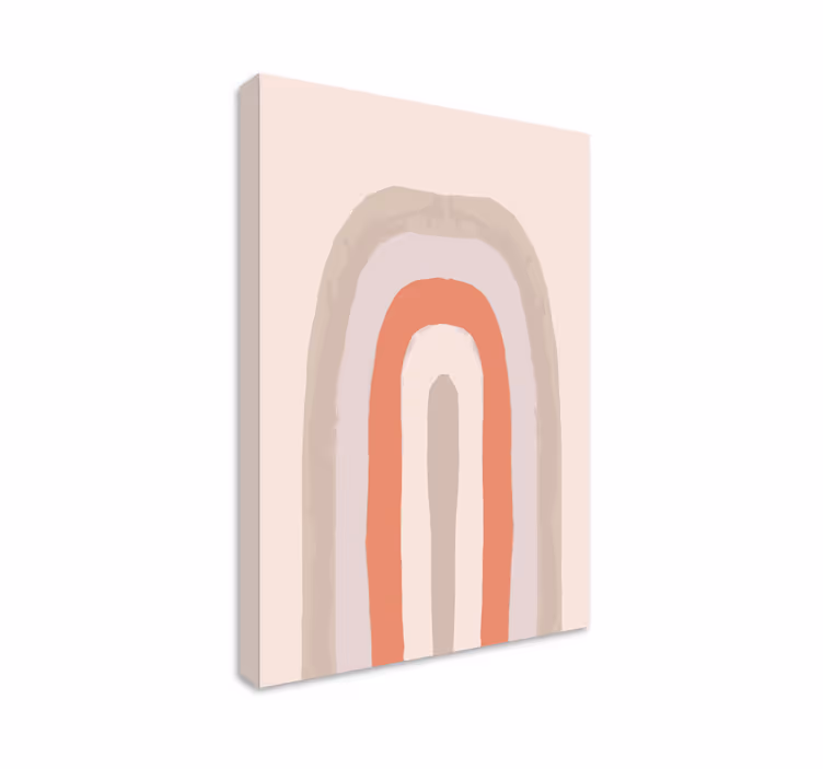 Cuadro para dormitorio Resumen de curvas de arco iris rosa - TenVinilo