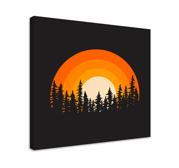Cuadro paisajes Amanecer en el bosque oscuro - TenVinilo