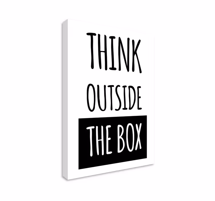 Cuadro frase motivadora Piensa fuera de la caja - TenVinilo