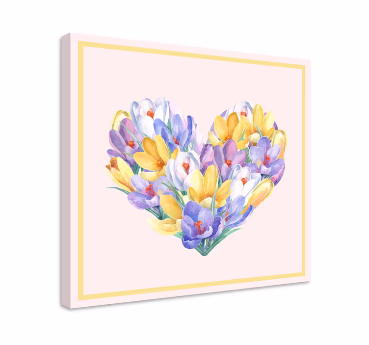 Cuadro de flores Diseño de corazón de flor de azafrán - TenVinilo