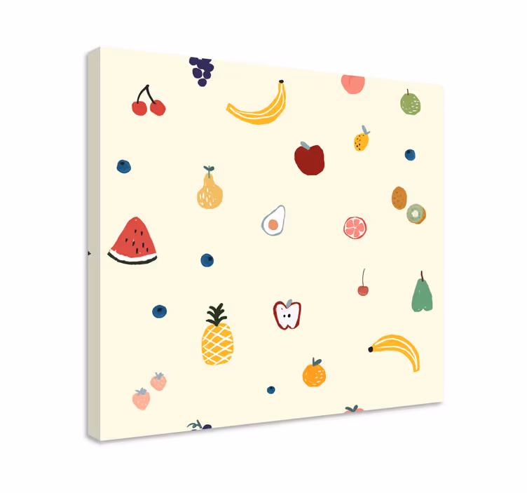 Cuadro para dormitorio Patrón de coloridas frutas pequeñas - TenVinilo