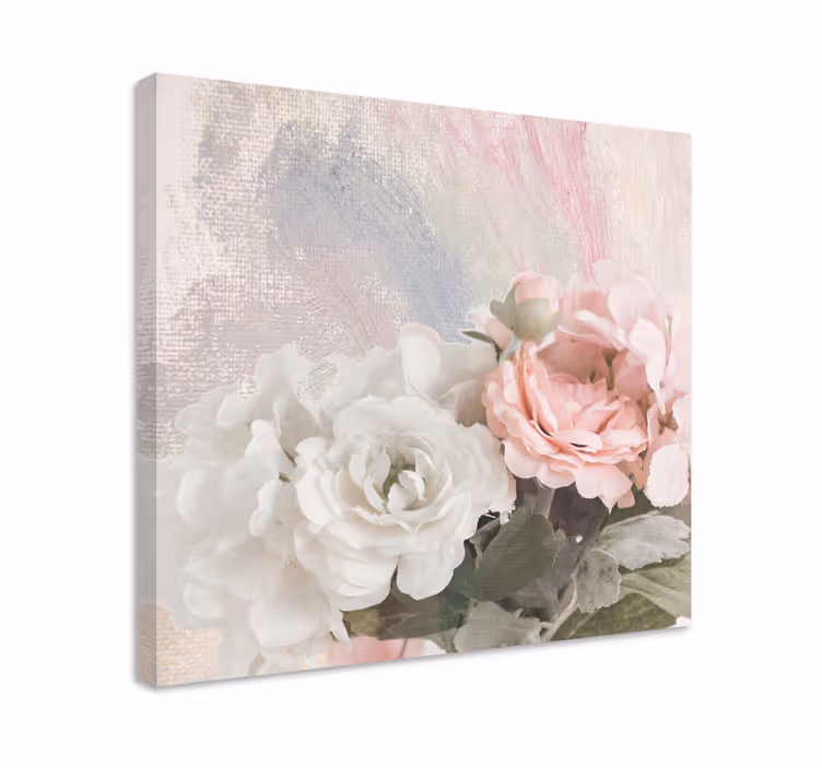 Cuadro vintage Rosas blancas y rosadas estilo "shabby chic" - TenVinilo