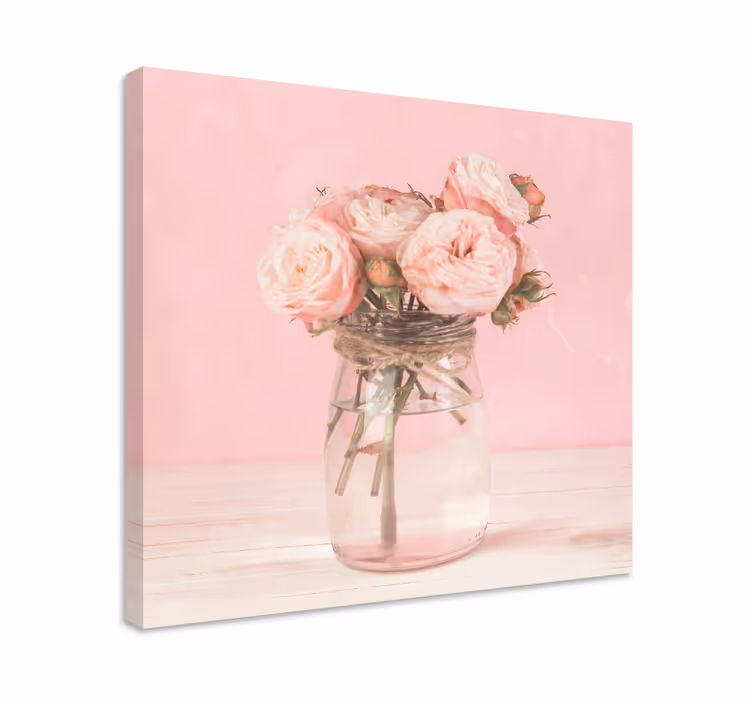 Cuadro de flores ramo de rosas rosadas - TenVinilo
