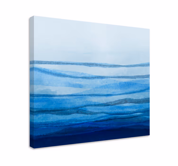 Cuadro moderno Rayas de efecto ombre en tonos azules - TenVinilo