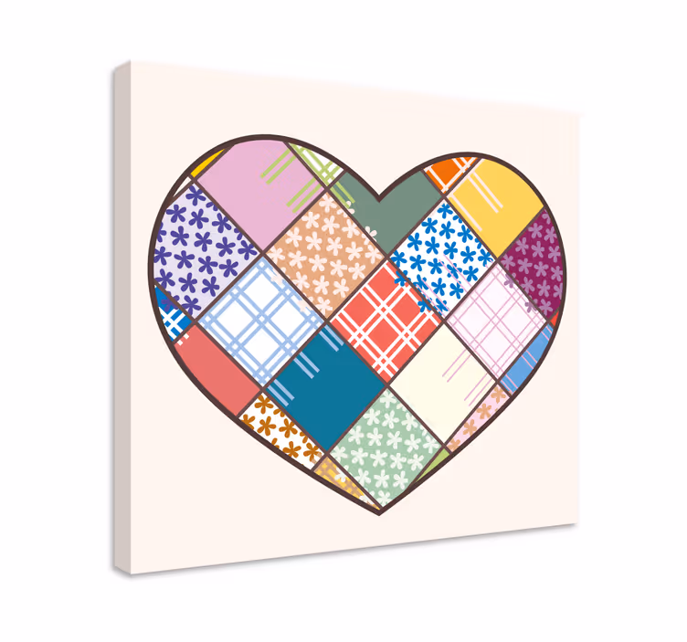 Cuadro vintage Patrón de corazón colorido patchwork - TenVinilo