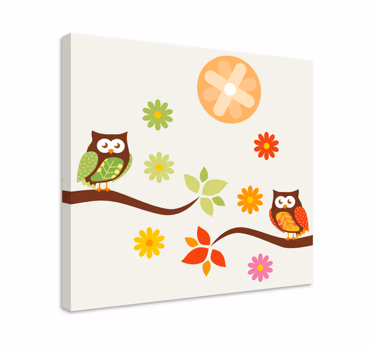 Cuadro aves Diseño de búho animal patchwork - TenVinilo