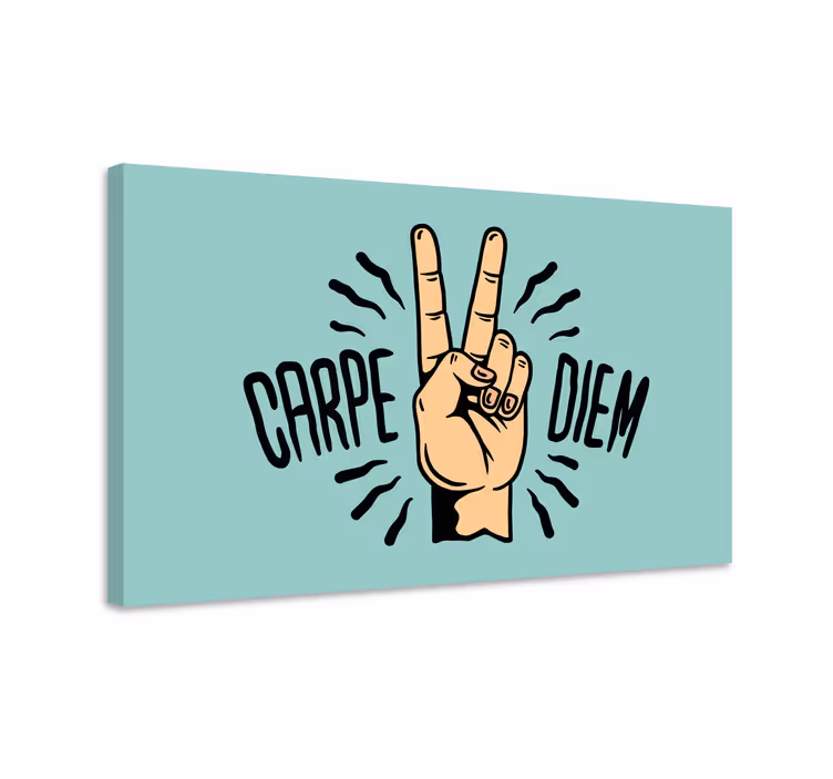 Cuadro frase motivadora Motivo de la mano de la paz de carpe diem - TenVinilo