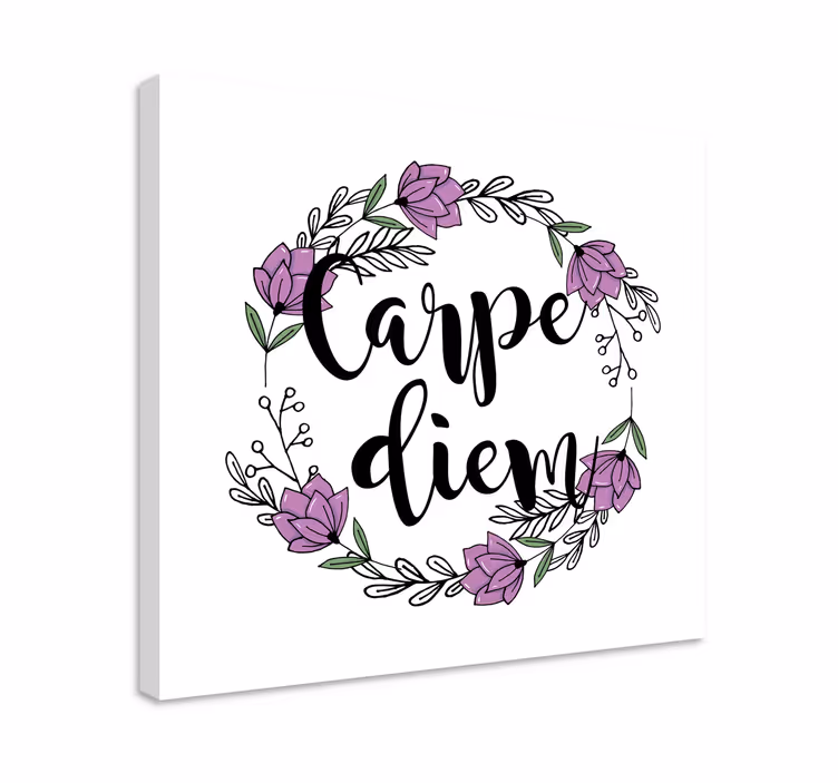 Cuadro frase motivadora Patrón floral carpe diem - TenVinilo