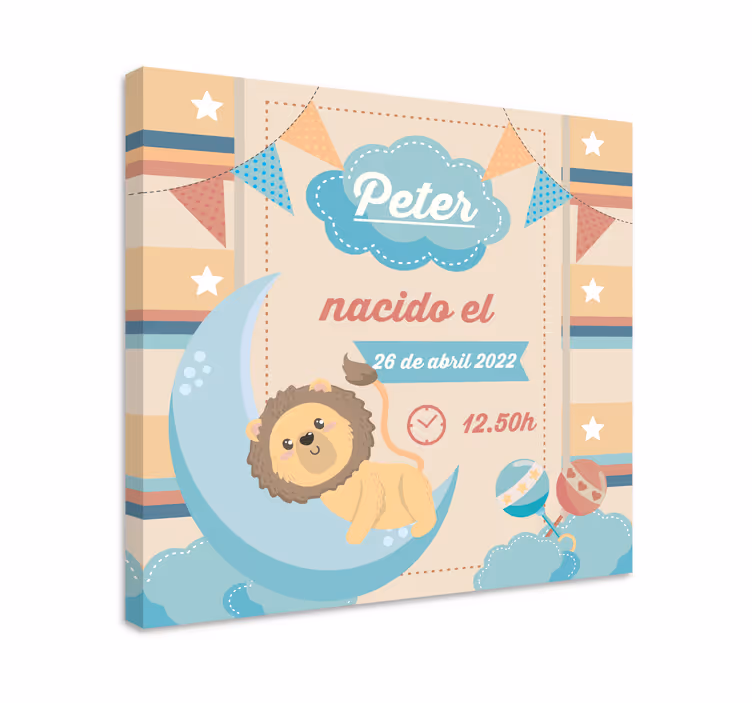 Cuadro para bebés celebración del león y la luna - TenVinilo