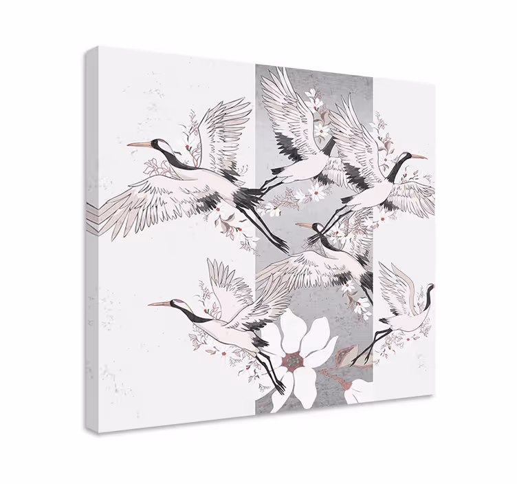 Cuadro en arte Raya artística de aves orientales - TenVinilo