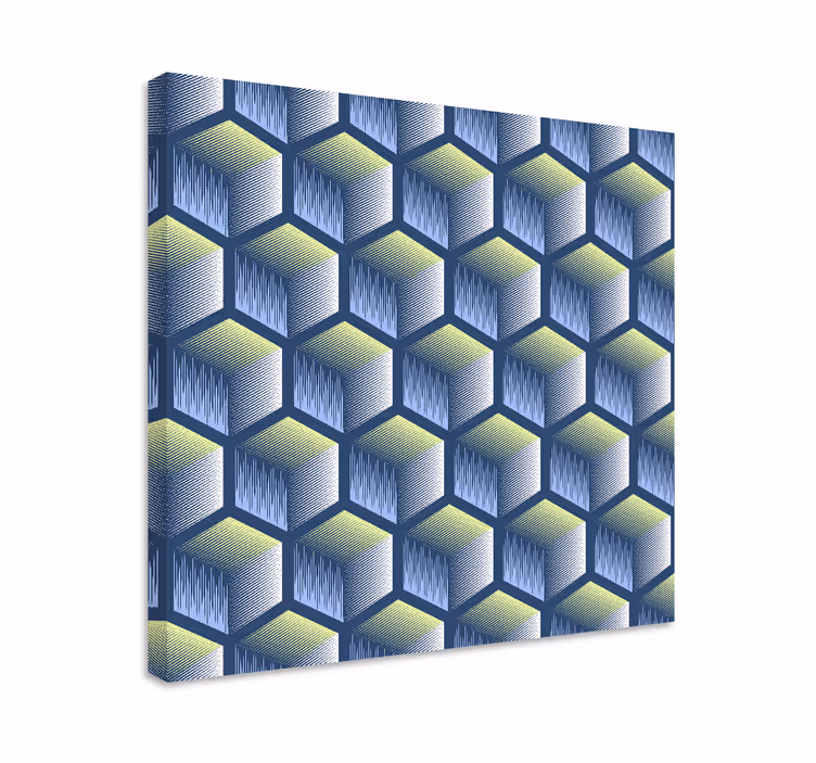 Cuadro figuras geométricas patrón de cubos hexagonales - TenVinilo