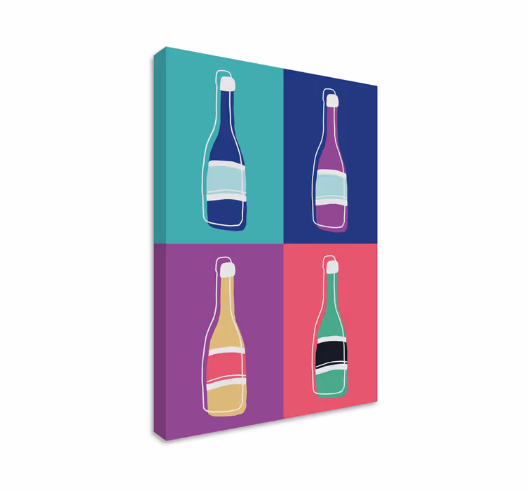 Cuadro moderno Arte pop abstracto botellas de champán - TenVinilo