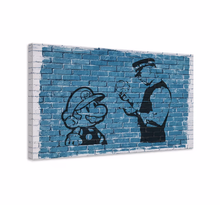 Cuadro moderno Hombre policía con setas y mario - TenVinilo