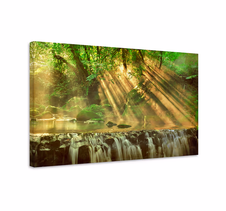 Cuadro paisajes Bosque escénico pequeña cascada - TenVinilo