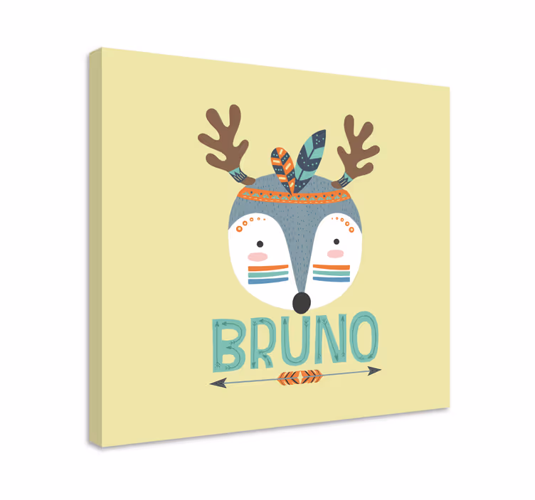 Cuadro personalizable Venado nórdico azul con nombre - TenVinilo