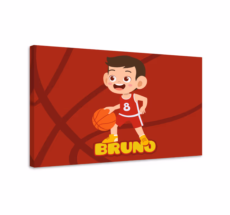 Cuadro personalizable Niño jugador de baloncesto con nombre - TenVinilo