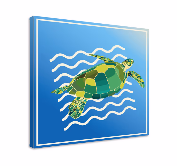 Cuadro animales Tortuga verde de animales geométricos - TenVinilo