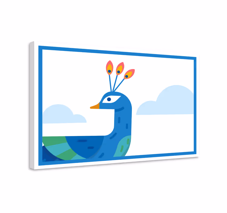 Cuadro aves Animales geométricos pavo real azul - TenVinilo
