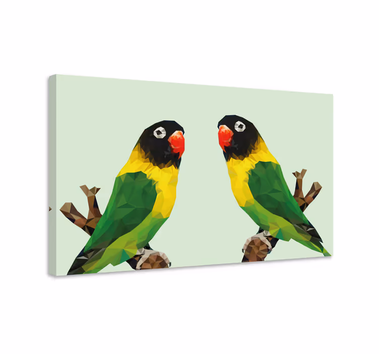 Cuadro aves Pareja de pájaros geométricos animales - TenVinilo