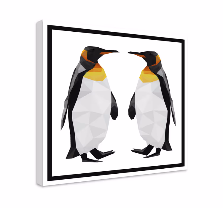 Cuadro 3d dos pingüinos geométricos - TenVinilo