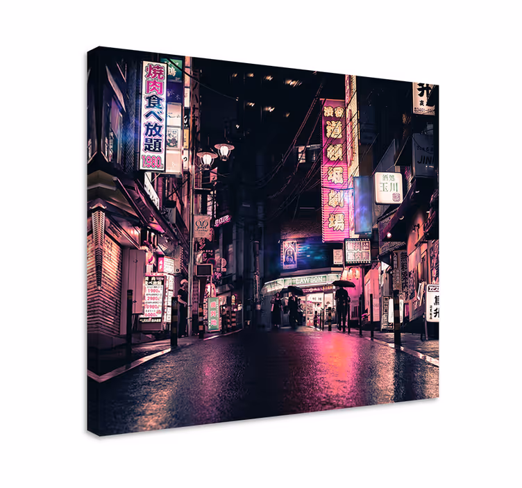 Cuadro ciudades Paisaje negro ciudad puesta de sol - TenVinilo