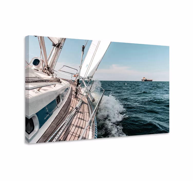 Cuadro de marineros aventura en yate de vela - TenVinilo